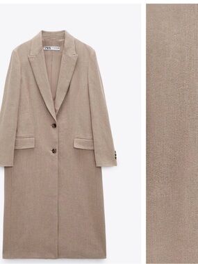 ZARA 100% LINEN MENSWEAR STYLE COAT SZ XS BEGE